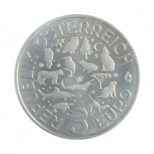 Moeda KM#3297 3 Euros 2019 FC Áustria Europa A Lontra Cupro-Níquel Ø34mm 16gr.