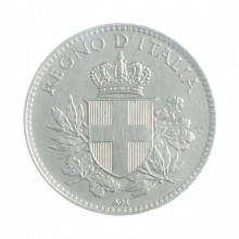 Moeda KM#58 20 Centesimi 1918 R MBC Itália Europa R (Roma) Recunhada Sobre o Valor Cupro-Níquel Ø21,3mm 3,9gr.