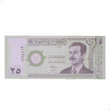 Cédula P#86 25 Dinars 2001 Iraque Ásia FE