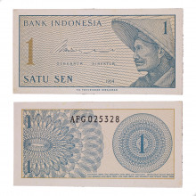 Cédula P#90a 1 Sen 1964 Indonésia Ásia FE