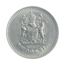 Moeda KM#14 10 Cents 1975 SOB/FE Rodésia África Cupro-Níquel Ø23,7mm 5,7gr.