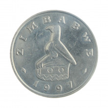 Moeda KM#6 1 Dollar 1997 SOB Zimbábue África Cupro-Níquel Ø28,75mm 9,9gr.