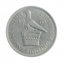 Moeda KM#22 1 Shilling 1950 MBC Rodésia do Sul África Cupro-Níquel Ø23,5mm 5,66gr.