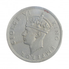 Moeda KM#15b ½ Crown 1947 MBC/SOB Rodésia do Sul África Cupro-Níquel Ø32,3mm 14,14gr.