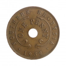 Moeda KM#25 1 Penny 1952 MBC/SOB Rodésia do Sul África Bronze Ø27mm 6,48gr.