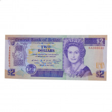 Cédula P#52a 2 Dollars 1990 Belize América FE