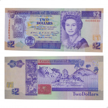 Cédula P#52a 2 Dollars 1990 Belize América FE