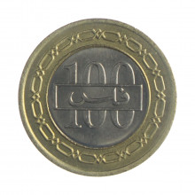 Moeda KM#20 100 Fils 1992 SOB Bahrein Ásia Bimetálico Ø24mm 6gr.