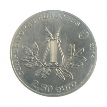 Moeda KM#838 2.50 Euros 2014 SOB/FC Portugal Europa Compositores Europeus Cupro-Níquel Ø28mm 10gr.