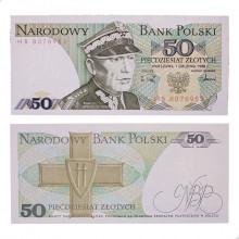 Cédula P#142c 50 Zlotys 1988 Polónia Europa FE