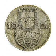 Moeda KM#586 10 Escudos 1954 MBC Portugal Europa Prata 680 Ø30mm 12,5gr.