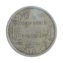 Moeda KM#11 1 Franc 1975 MBC Polinésia Francesa Oceania Alumínio Ø23mm 1,3gr.