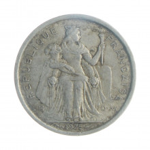 Moeda KM#11 1 Franc 1975 MBC Polinésia Francesa Oceania Alumínio Ø23mm 1,3gr.