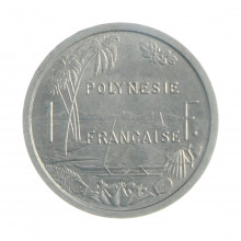 Moeda KM#11 1 Franc 1975 SOB/FC Polinésia Francesa Oceania Alumínio Ø23mm 1,3gr.