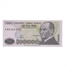 Cédula P#192 10 Liras 1979 Turquia Ásia FE