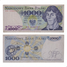 Cédula P#146c 1000 Zlotys 1982 Polónia Europa MBC