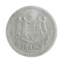 Moeda KM#121 2 Francs 1943 SOB Mônaco Europa Alumínio Ø27mm 2,2gr.