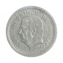 Moeda KM#121 2 Francs 1943 SOB Mônaco Europa Alumínio Ø27mm 2,2gr.
