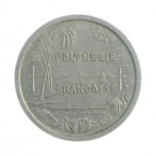 Moeda KM#11 1 Franc 1985 MBC Polinésia Francesa Oceania Alumínio Ø23mm 1,3gr.