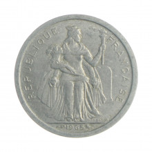 Moeda KM#11 1 Franc 1985 MBC Polinésia Francesa Oceania Alumínio Ø23mm 1,3gr.