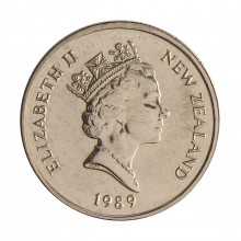 Moeda KM#60 5 Cents 1989 FC Nova Zelândia Oceania Rainha Elizabeth Cupro-níquel Ø19,43mm 2,83gr.