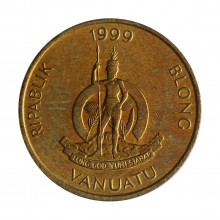 Moeda KM#4 2 Vatu 1999 SOB/FC Vanuatu Oceania Latão R Níquel Ø20mm 3gr.