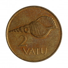 Moeda KM#4 2 Vatu 1999 SOB/FC Vanuatu Oceania Latão R Níquel Ø20mm 3gr.