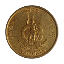 Moeda KM#3 1 Vatu 1999 SOB/FC Vanuatu Oceania Latão R Níquel Ø16,95mm 1,99gr.