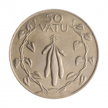 Moeda KM#8 50 Vatu 1990 SOB/FC Vanuatu Oceania Cobre R Níquel Ø33mm 15gr.