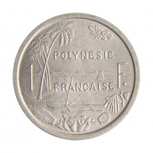 Moeda KM#2 1 Franc 1965 SOB Polinésia Oceania Alumínio Ø23mm 1,3gr.