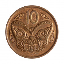 Moeda KM#117a 10 Cents 2009 SOB Nova Zelândia Oceania Rainha Elizabeth Aço R Cobre Ø20,5mm 3,3gr.