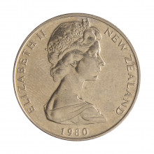 Moeda KM#41.1 10 Cents 1980 SOB/FC Nova Zelândia Oceania Rainha Elizabeth Cupro-níquel Ø23,62mm 5,65gr.