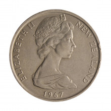 Moeda KM#37.1 50 Cents 1967 MBC+ Nova Zelândia Oceania Rainha Elizabeth Cupro-níquel Ø31,75mm 13,61gr.