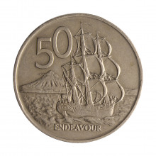 Moeda KM#37.1 50 Cents 1967 MBC+ Nova Zelândia Oceania Rainha Elizabeth Cupro-níquel Ø31,75mm 13,61gr.