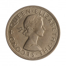 Moeda KM#28.2 1 Florin 1963 SOB/FC Nova Zelândia Oceania Rainha Elizabeth Cupro-níquel Ø28,58mm 11,31gr.