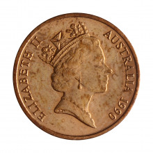 Moeda KM#78 1 Cents 1990 SOB/FC Austrália Oceania Rainha Elizabeth Bronze Ø17,53mm 2,59gr.