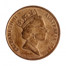 Moeda KM#79 2 Cents 1989 SOB/FC Austrália Oceania Rainha Elizabeth Bronze Ø21,59mm 5,18gr.