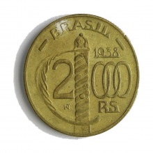 Moeda V-162 2000 Réis 1938 MBC Duque de Caxias Serrilhada Bronze Alumínio Ø26,5mm 9gr.*