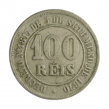 Moeda V-010 100 Réis 1880 MBC Data Escassa Cupro Níquel Ø27mm 10gr.*