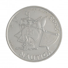 Moeda KM#748 10 Euros 2003 FC Portugal Europa Série Ibero-Americana V - Navegação Prata .500 Ø40mm 27gr.