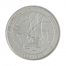 Moeda KM#657 1000 Escudos 1992 SOB/FC Portugal Europa Encontro de dois mundos. Prata .500 Ø40mm 27gr.