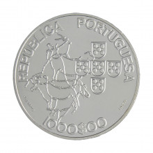 Moeda KM#724 1000 Escudos 2000 SOB/FC Portugal Europa Portugal exerce a Presidência do Conselho da União Europeia Prata