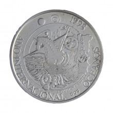 Moeda KM#707 1000 Escudos 1998 MBC Portugal Europa Exposição do Ano Internacional dos Oceanos Prata .500 Ø40mm 27gr.