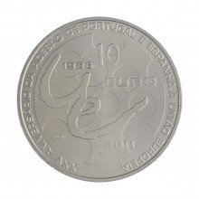 Moeda KM#808 10 Euros 2011 FC Portugal Europa 25º aniversário da adesão de Portugal e Espanha à União Europeia Cupro-níq