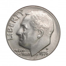 Km#195A 1 Dime 1976 D SOB Estados Unidos América