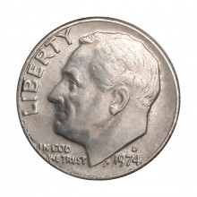 Km#195A 1 Dime 1974 D MBC/SOB Estados Unidos América