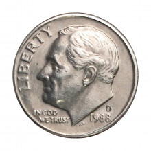 Km#195A 1 Dime 1988 D SOB/FC Estados Unidos América