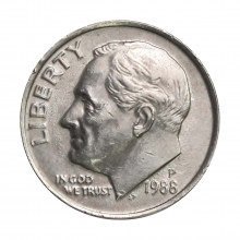 Km#195A 1 Dime 1988 P SOB/FC Estados Unidos América