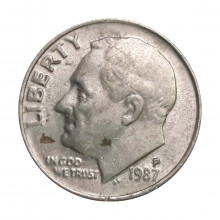 Km#195A 1 Dime 1987 P MBC/SOB Estados Unidos América