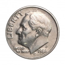 Km#195A 1 Dime 1986 P SOB Estados Unidos América